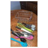 Basket and miscellaneous kitchen utensils