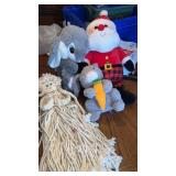 Mop rag doll , bunny and Santa plushies