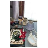 Miscellaneous decorative items.   And tote