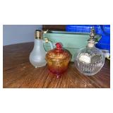 Jeanette Harvest grapes embossed amber red footed