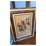 Framed Wood  Afghan on chair cat in window