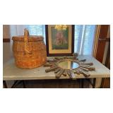 Wicker Basket Framed Print Starburst Mirror Home