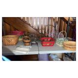 Various Baskets,  Wicker, Wire, and more
