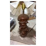 Heavy wooden lamp in the shape of a girl untested