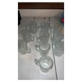 Set of 10 Clear Glass Ridged Mugs with Handles