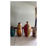 Grouping of decorative vases and lamp