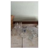 Lot of glass wear including crown Royal glasses