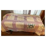 Vintage Patchwork Quilt, Approx 60x60", Rough