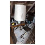 Wooden table lamp , metal Record holder table on