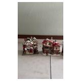 Grouping of 4 Christmas village with lights