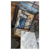 Group of baskets marble top plant stand and more