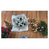 Box of Christmas Decorative Items, Metal Tree,