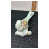 Fenton glass lotus must Burmese bird on a log