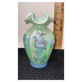 Fenton seafoam  green butterfly vase