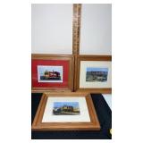 3. Framed and matted train pictures approximately
