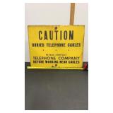 Vintage Metal Telephone Buried Cable Sign