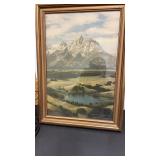 Vintage Union Pacific Railroad Grand Teton Framed