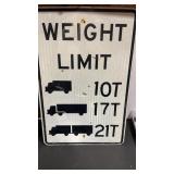 Defunct Weight Limit Metal Highway Sign, Approx