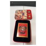 Tin with sealed Winston  cigarettes playing cards