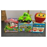 3 Toy Banks Windup Apple(Works), Cat & Mouse &