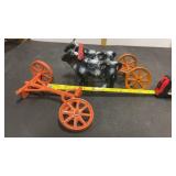 Cast Oxen & Cart w/ Extra Wheels & Yoke