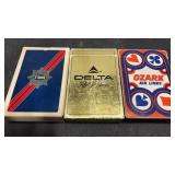 3 Decks Airline Playing Cards TWA Delta Ozark ,