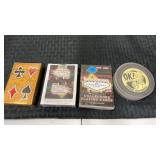 3 sealed decks of playing cards and Homer round