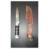 Unmarked Steel Knife with Leather Sheath