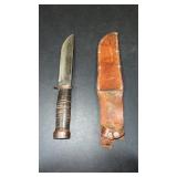 Cattaraugus Leather Handled Knife with Leather