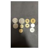 Miscellaneous Coins, Yen, Peseta, Canadian, And