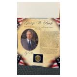 George W Bush presidential medal and stamps with