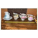 4 Porcelain Creamers, 2 Middle are RS Prussia &