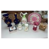 Limoges blue vase   5.5ï¿½ tall , decorative plate