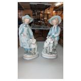 Pair of vintage ceramic Victorian style Boy &