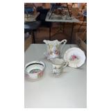 Miscellaneous porcelain creamer pitcher, dish and