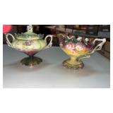 R S PRUSSIA porcelain  FLORAL DESIGN SUGAR DISH