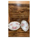 2 Unmarked Porcelain Floral Design Serving