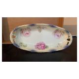 Porcelain floral oval dish with handles  12.5ï¿½