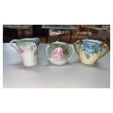 3 porcelain toothpick holders with floral design