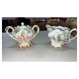 R S PRUSSIA  covered  porcelain sugar dish and