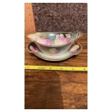 RS Germany Gravy Bowl & Boat Pink Roses Porcelain