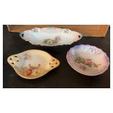 R S and Barvaria decorative floral dishes