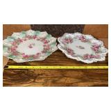 2 Hand Painted Rose Theme Bavarian Plates