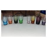 2. Sets of 4 multicolored cordial glasses