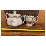 RS Prussia Covered Sugar Bowl & Creamer