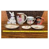 7 Porcelain Pieces, Bunny, Trinket Dishes, Mugs,