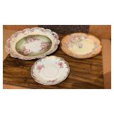3 Porcelain China Floral Serving Plates , 1