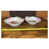 2 Floral Porcelain Floral Trinket Trays