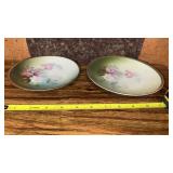 2 Floral Bavarian Hand Painted Serving Plates