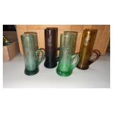 Etched cordial glasses set of  4 hand blown
